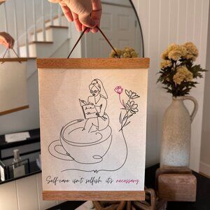 Minimalist 8x12 Print – Self-Care Hand-Drawn on Cotton Paper - Woman